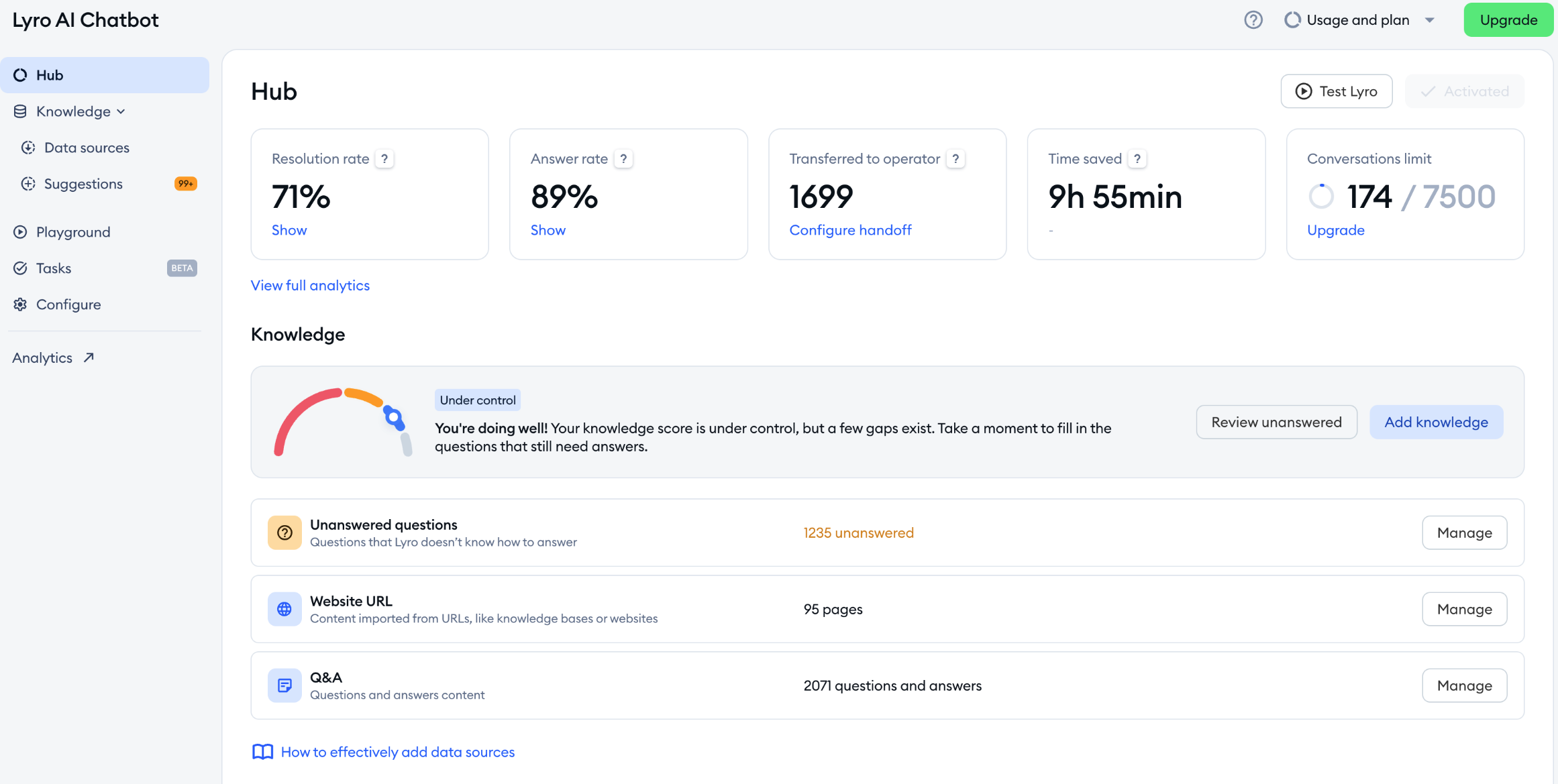 Lyro - The conversational AI chatbot – Tidio